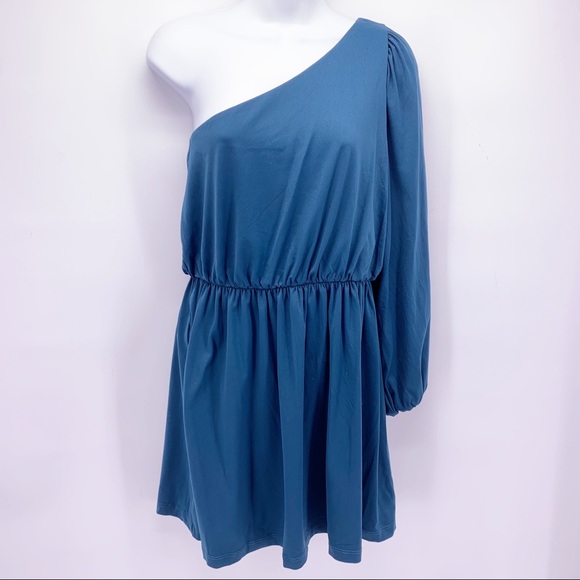 NEW Susana Monaco Pine Needle Gathered Sleeve One Sleeve Dress Size Small - Picture 1 of 7